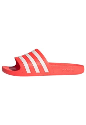 Image of adidas Unisex Adilette Aqua Slides, Solar Red/Cloud White/Solar Red, 5 UK