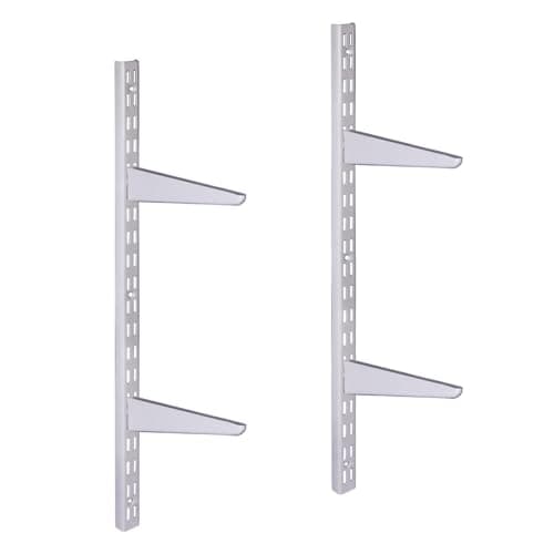 Image of EAI Twin Slot Shelving Kit 4x320mm Brackets 2x430mm Uprights Heavy Duty Steel Wall Mounted Shelving System - White