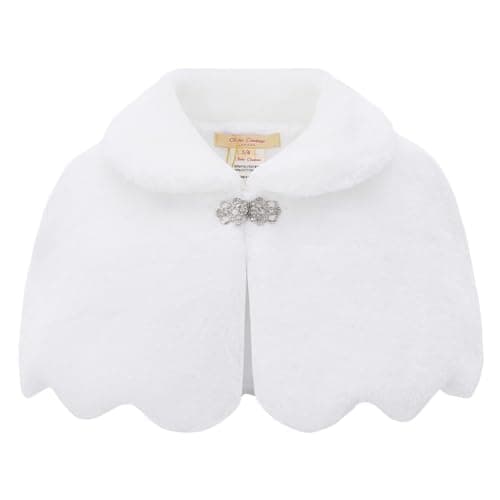 Image of Gum & Berries Girls Cape Bridesmaid Tippet Wrap Stole Shrug White Kids - 5-6 Years