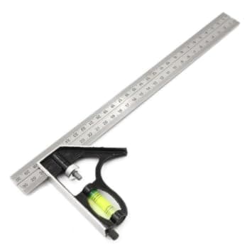 Image of Set Square 300mm/12Inch - Stainless Steel Combination Square with Bubble Level - Adjustable 45°/90° Measuring Tool for Carpenter, Engineer, and Woodworking