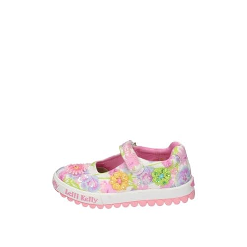 Image of Lelli Kelly Girls Eloise Dolly Canvas Shoes with Sequin Flowers LK4911 Pink UK 6.5