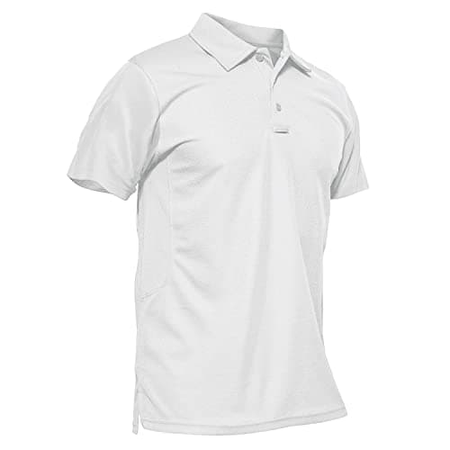 Image of KEFITEVD Men's Polo Quick Dry T Shirts Lightweight Golf Shirts Fishing Work Breathable Short Sleeve Tops,White,M
