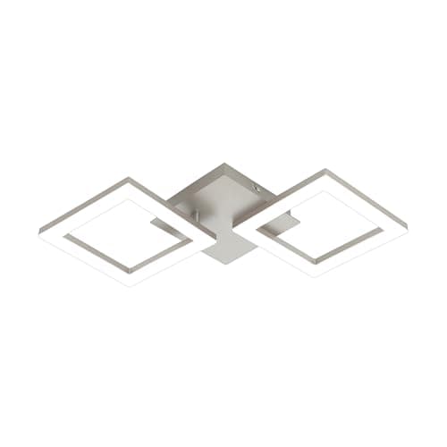 Image of Eglo LED Ceiling Light Fitting Palmaves 2, 2 lamp Lighting Made of matt Nickel Metal and White Plastic, Kitchen and Bedroom spotlights, Warm White, 18.5 inches