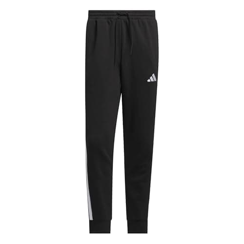 Image of adidas Men's Essential Three Stripes Fleece Pant, Black/White, XL