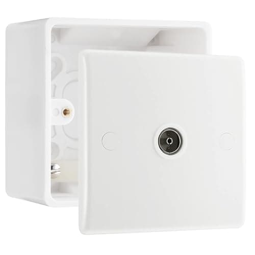 Image of BG Electrical Single Co-Axial Socket with 50mm Surface Pattress Box, White Moulded, 860 & 877