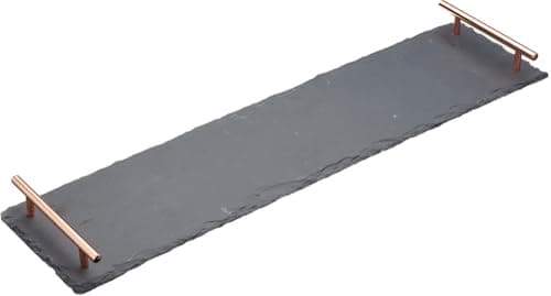 Image of Artesà Tableware, Slate Serving Platter with Copper Metal Handles, Natural Slate Serving Tray, Charcuterie Platter, 60 x 15cm, with Gift Box