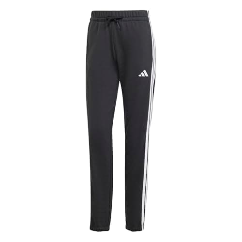 Image of adidas Women's Essentials 3-Stripes French Terry Cuffed Pants, Black/White, S