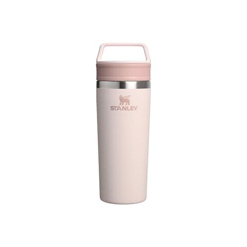 Image of STANLEY 1913 Cafe to-Go Travel Mug 0.47L - Keeps 5 Hours Hot - 6 Hours Cold - Stainless Steel Thermal Mug - Dishwasher Safe - Easy-Carry Handle - Insulated Coffee Cup - Rose Quartz