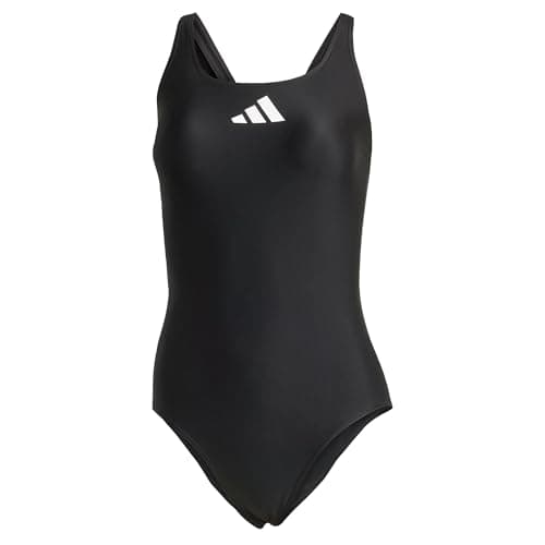 Image of adidas Women's 3 Bar Logo Swimsuit, Black / White, 30