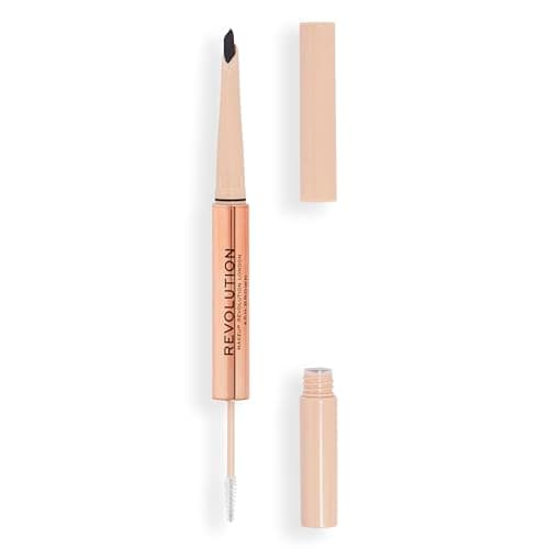 Image of Makeup Revolution, Fluffy Brow Filter Duo, Brow Pencil & Eyebrow Gel, Available in 5 Shades, Ash Brown, 1pc