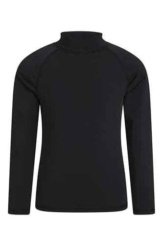 Image of Mountain Warehouse Kids Rash Vest - UV Protection Rash Guard, Long Sleeves Childrens Rash Shirt, Flat Seams, Quick Drying, Stretch Fabric - Spring Summer, Swimming Black Kids Size 9-10 Years