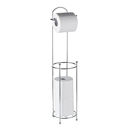 Image of Crystals Stainless Steel Free Standing Toilet Roll Holder – Chrome Plated Wire Frame Tissue Holder for Bathroom, Rust-Resistant, Stable Base, Easy to Use & Space-Saving Toilet Paper Storage