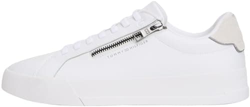Image of Tommy Hilfiger Men's Court Zip Leather Cupsole Trainers, White (White), 8