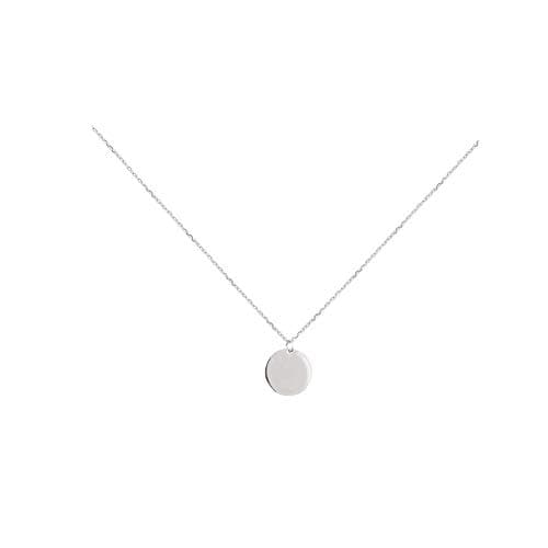 Image of Round Gold Coin Pendant Necklace for Women Girls 925 Sterling Silver 18K Gold Plated Small Full Moon Minimalist Geometric Disk Circle Chain Delicate Choker Jewelry Best Friend Fashion Gifts (Silver)
