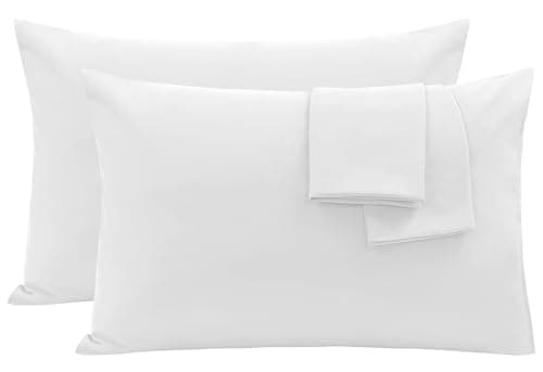 Image of Oxford Homeware White Pillow Cases 2 Pack Brushed Microfiber – Standard Pillowcases Fade Resistant Pillow Cover Envelope Closure Pillow Covers (50 x 75 cm)