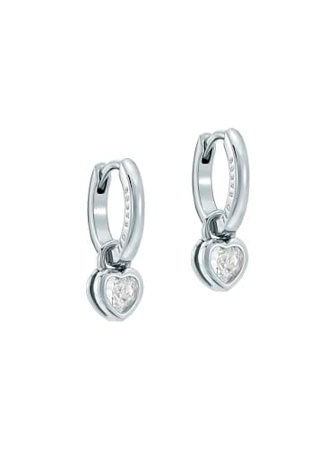 Image of Ted Baker Harper Mini Crystal Heart Huggie Earrings (Silver/Crystal)