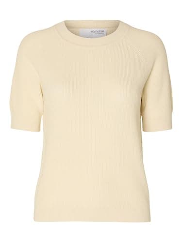 Image of SELECTED FEMME Women's Slfelinna New Ss Knit Top Noos Pullover Sweater, Birch, M