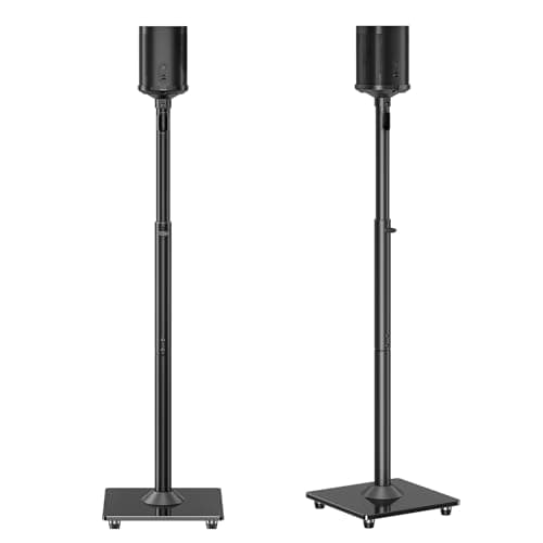 Image of ELIVED Speaker Stands Pair for Sonos ERA100, Sonos One, One SL, Play:1, Adjustable Height Up to 1103mm, Rear Surround Sound, Floor Standing Holder with Cable Management, 5KG Loading, EV5024
