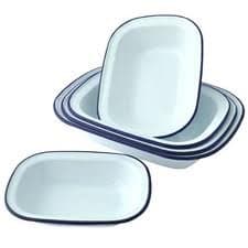 Image of Falcon Enamel Bakeware Set of 6 Oblong Pie Dishes - 2 x 18cm, 2 x 20cm, 2 x 24cm