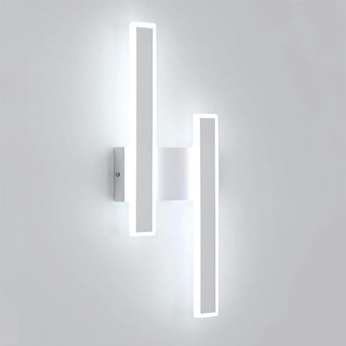 Image of Comely Modern LED Wall Lamp, 32W LED Wall Lights Indoor, White Acrylic Wall Sconce Lights for Bedroom Living Room Office Hallway, Cool White 6500K