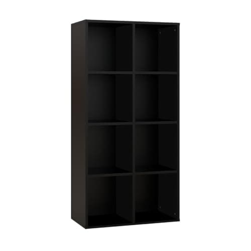 Image of Panana Wooden Bookcase Book Shelf Display Storage Cube Unit With 6/7/8 Compartments for Living Room Bedroom Furniture (Black, 8 Cube)