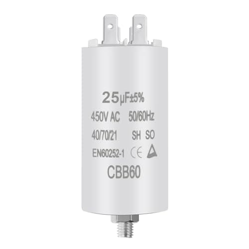 Image of OFFCUP CBB60 Running Capacitor, 25μF Water Pump, AC 450V 4 Pins Motor 50/60Hz Cylinder Bottom With Screw 75x40mm for Air Compressor, Cleaning Machine Motor Star