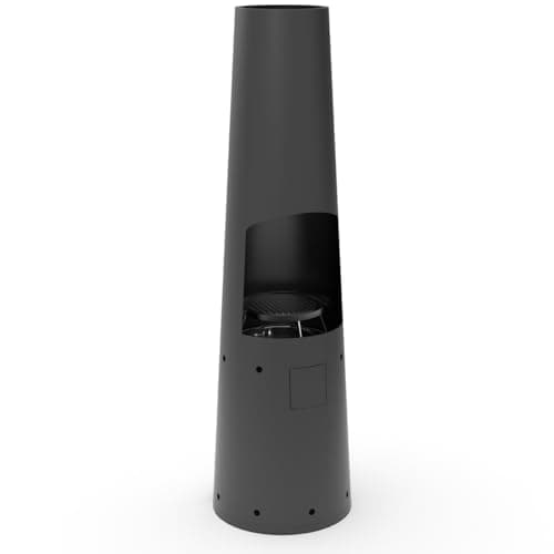 Image of Casa Mia Primo Gas Chiminea with Cooking Griddle - Modern Design Patio Heater and BBQ for Contemporary Garden Settings
