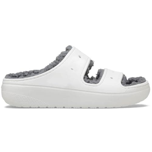 Image of Crocs Unisex Classic Cozzzy Fuzzy Sandals Slide, White, 3 US Men