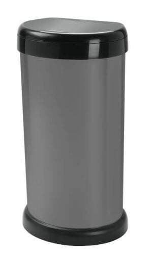 Image of KetoPlastics 42L 42 litre KITCHEN BIN MODA TOUCH TOP LID, PLASTIC, STYLISH BIN WITH FLAT BACK (PLATINUM)