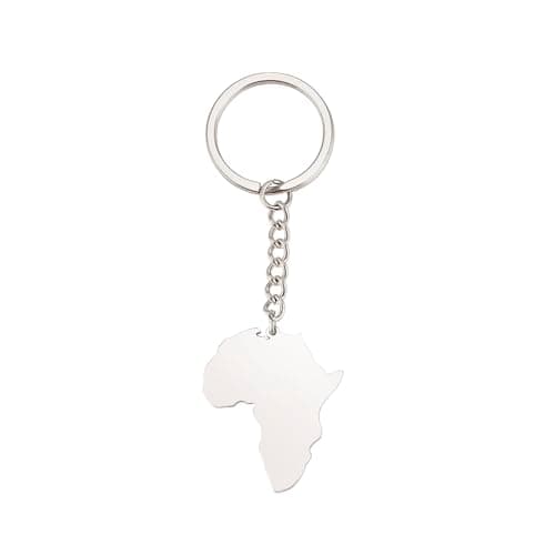 Image of EUEAVAN Africa Map Keychain Map of Africa Country keyring African Tribal Keychain Africa Motherland Outline Ethnic Jewelry, Silver, Large