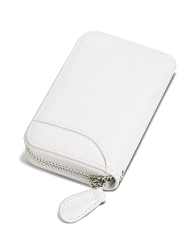 Image of GADIEMKENSD Women Credit Card Holders Small RFID Wallet Zipper for Travel Leather Accordion Wallets Inserts Case Business Cards Organizer id Compact Credit Card Slots Cash Slots White