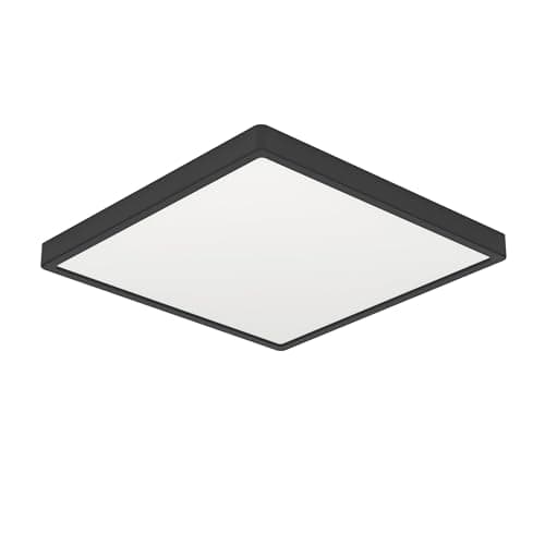 Image of Eglo LED Ceiling Light Fitting Fueva 6, Square Ceiling lamp, Bathroom Lighting, Flush luminaire Made of Plastic in Black and White, Warm White-Cold White, IP44, 15 x 15 cm