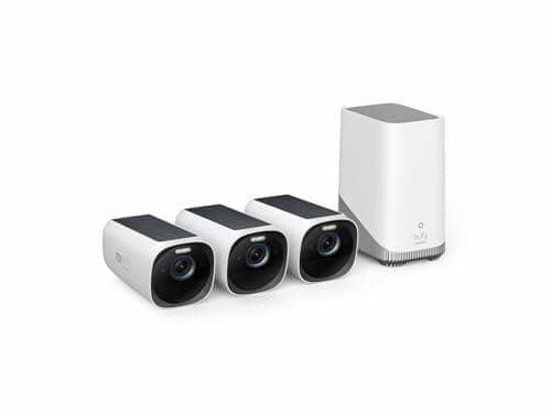 Image of eufy Security S330 eufyCam 3, Outdoor Surveillance Camera, 4K Wireless Surveillance Camera Solar 3+1 with Face Detection A.I, Coloured Night Vision, Expandable Memory 16TB, Toll-Free