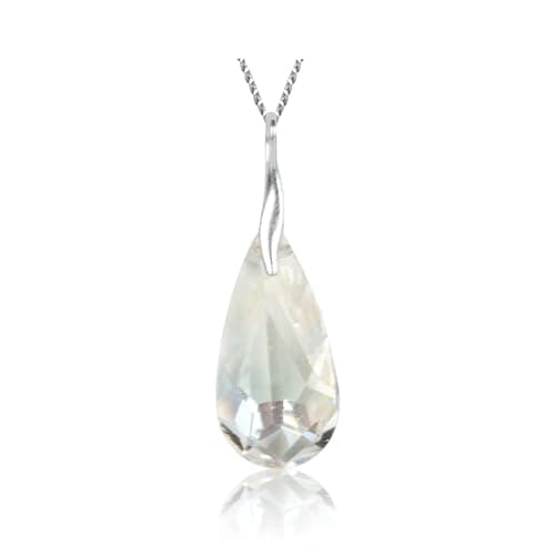 Image of Crystal Teardrop Necklace, Solid 925 Sterling Silver with Austrian Crystal Aurora Borealis
