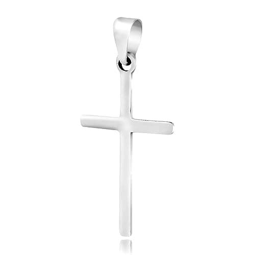 Image of AeraVida Simple Christian Plain Cross Polished .925 Sterling Silver Pendant