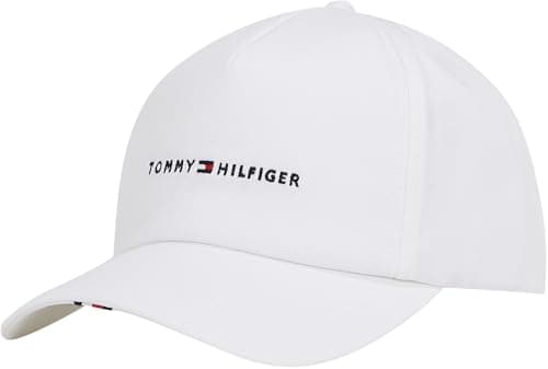 Image of Tommy Hilfiger Men’s Foundation Soft 6 Panel Cap with Logo, White (Th Optic White), One Size
