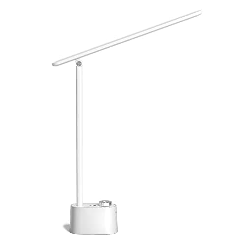 Image of Honeywell LED Desk Lamp with USB Charging Ports, Sunturalux™ HWT-H01 Stepless Dimmable Eye Caring Desk Light for Home Office, Foldable Small College Dorm Lamp, Table Lamp for Bedroom Bedside White