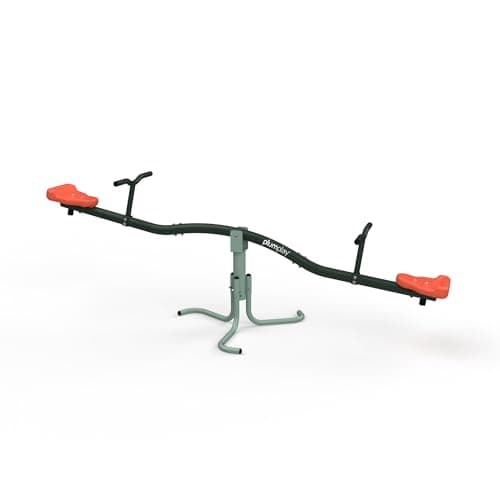 Image of Plum Play 360 Rotating Seesaw - Kids Garden Teeter Totter with Sit & Spin Action - Outdoor Playground Equipment for Ages 3+ - Green, 50kg Max per User