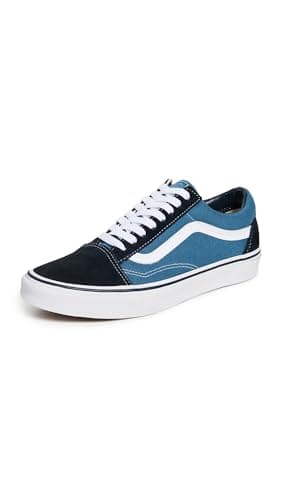 Image of Vans Old Skool Leather, Unisex-Adults' Low-Top Trainers, Navy, 2.5 UK