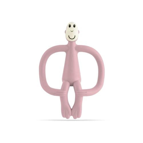 Image of Matchstick Monkey, Original Teether & Gel Applicator, Antimicrobial Silicone Teething Toys for Baby, Easy to Grip, BPA Free, 3 Months Old+, 10.5 cm, Dusty Pink Monkey