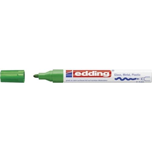 Image of edding 750 gloss paint marker - green - 1 paint marker - round nib 2-4 mm - paint pen for glass, pebbles, wood, plastic, paper - waterproof, high coverage
