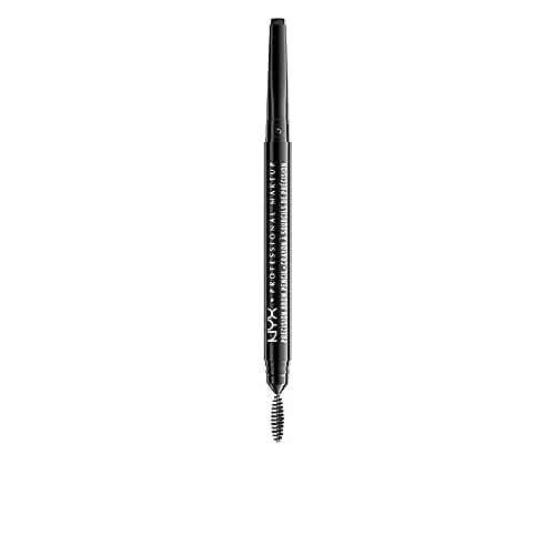 Image of NYX Professional Makeup Precision Brow Pencil, Dual Ended with Flat Tip Pencil and Spoolie Brush, Vegan Formula, Long-Lasting & Natural Finish, Shade: Black