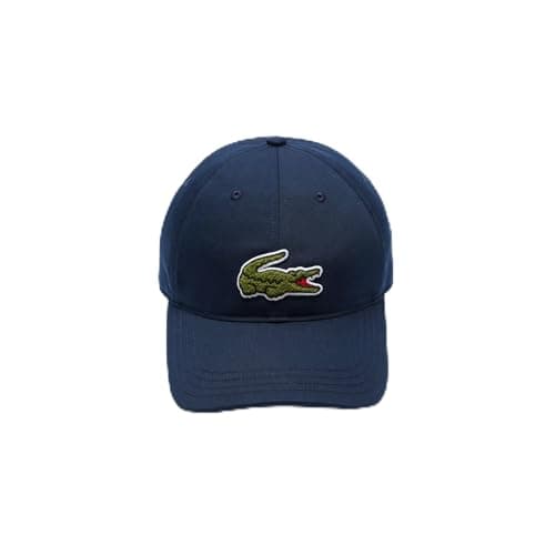 Image of Lacoste Crocodile Badge Twill Cap Baseball, Navy Blue, One Size
