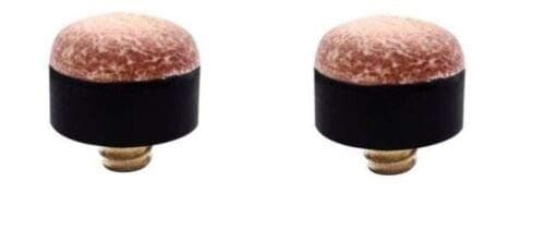 Image of 2 x 11mm High Quality Leather Brass Screw on Cue Tips for Snooker or Pool Cues