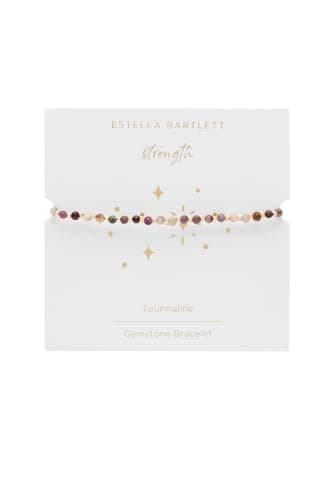 Image of Estella Bartlett Wellness Gemstone Bracelet – Gold Plated Beaded Bracelet for Women, Adjustable Dainty Everyday Jewellery Gift for Her (Tourmaline)