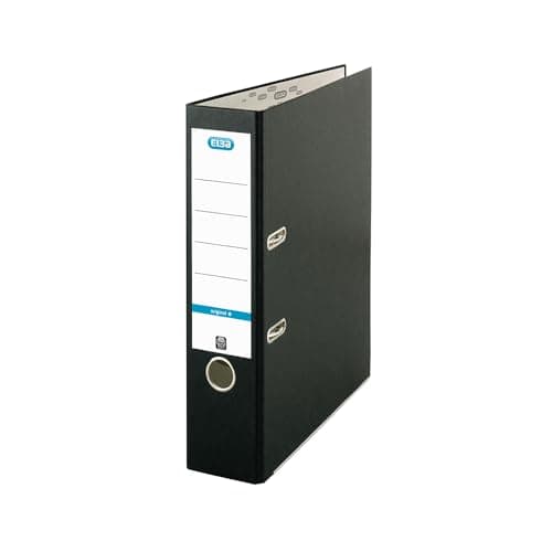 Image of Elba A4 Lever Arch File, 570 Sheet Capacity, 80mm Spine, Strong Paperboard, Single Pack, Black – Durable Office, School & Home Filing Organiser