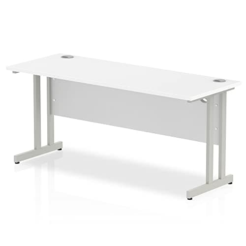 Image of Dynamic Office Solutions Impulse 1600mm Slimline Desk Cantilever Leg White Silver