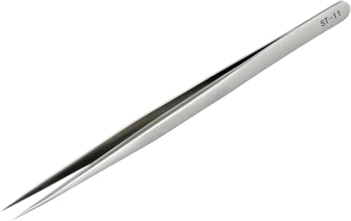 Image of YIKUBO Precision Tweezers Silver Stainless Steel Tweezers,Ultra-Fine, High-Precision, Thin, for Removing Tiny, fiddly Screws and Jewelry Watch DIY Crafts ST-11