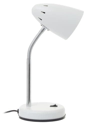 Image of Premier Housewares Matte White Desk Lamp| Adjustable Gooseneck Bedroom Lamp|Large Table Lamps for Living Room|Bedside Table Lamp for Reading & Writing|Lamps for Bedroom