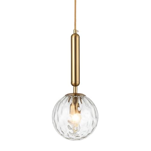 Image of LFsem Glass Globe Pendant Light for Bedroom, Modern Gold E27 Loft Bar Ceiling Hanging Lamp with Clear Glass Ball for Living & Dining Room Chandelier